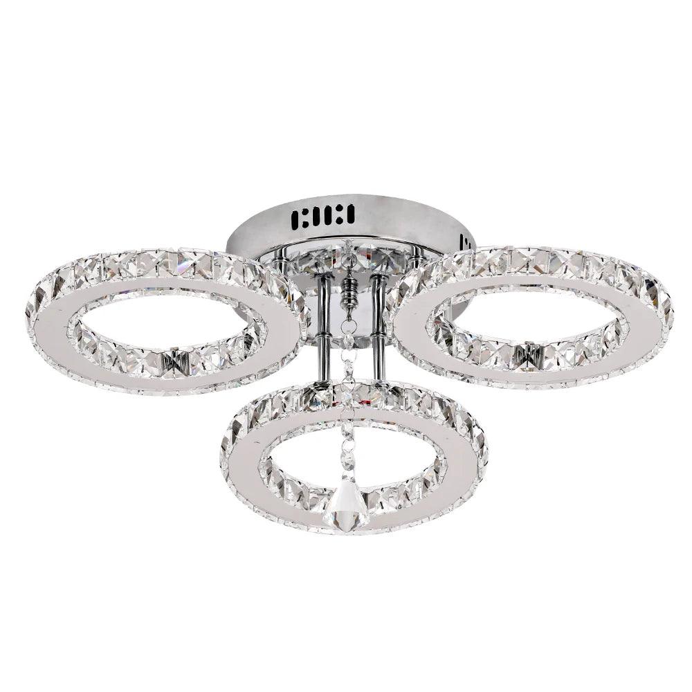 Opulence Halo | Modern LED 3 Ring Crystal Chandelier Light - Decora Furniture